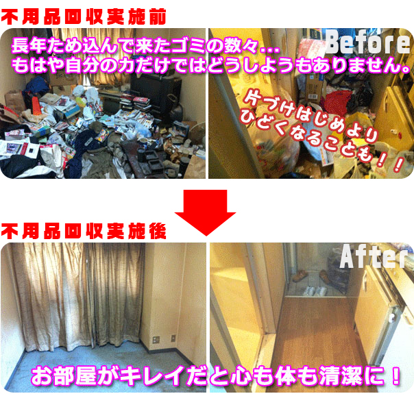 不用品回収 ビフォーアフター 不用品回収 イメージ